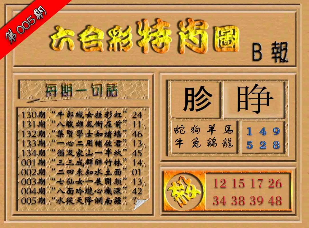005期六合彩特肖图（B报）[图]